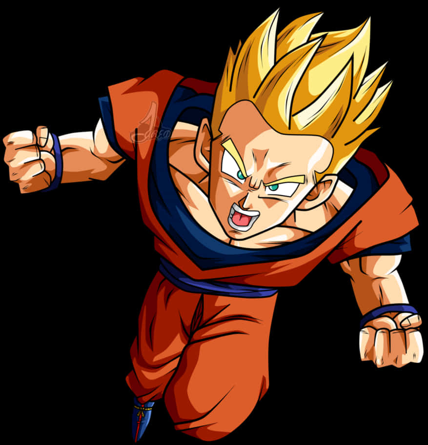 Super Saiyan Gohan Charging Forward PNG image