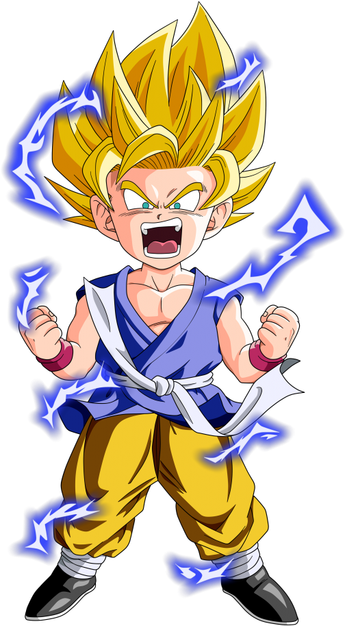 Super Saiyan Kid Goku Charging Up PNG image