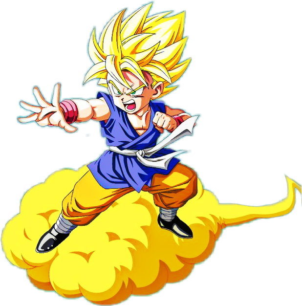 Super_ Saiyan_ Kid_ Goku_ Flying PNG image