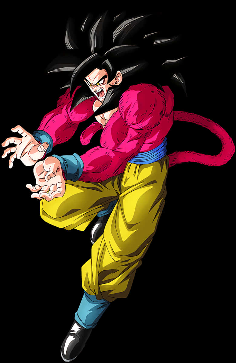 Super Saiyan4 Goku Action Pose PNG image
