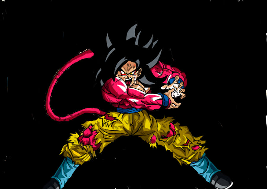 Super Saiyan4 Goku Fierce Battle Stance PNG image