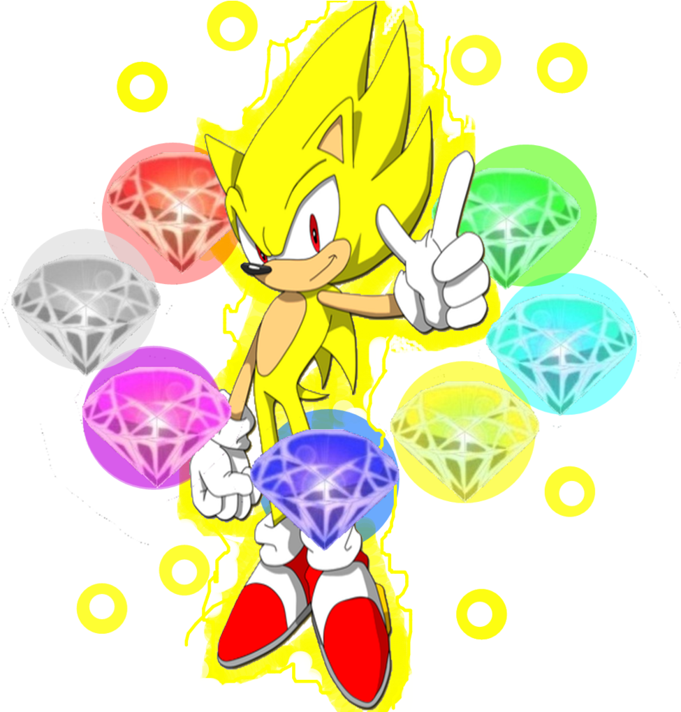 Super Sonicwith Chaos Emeralds PNG image