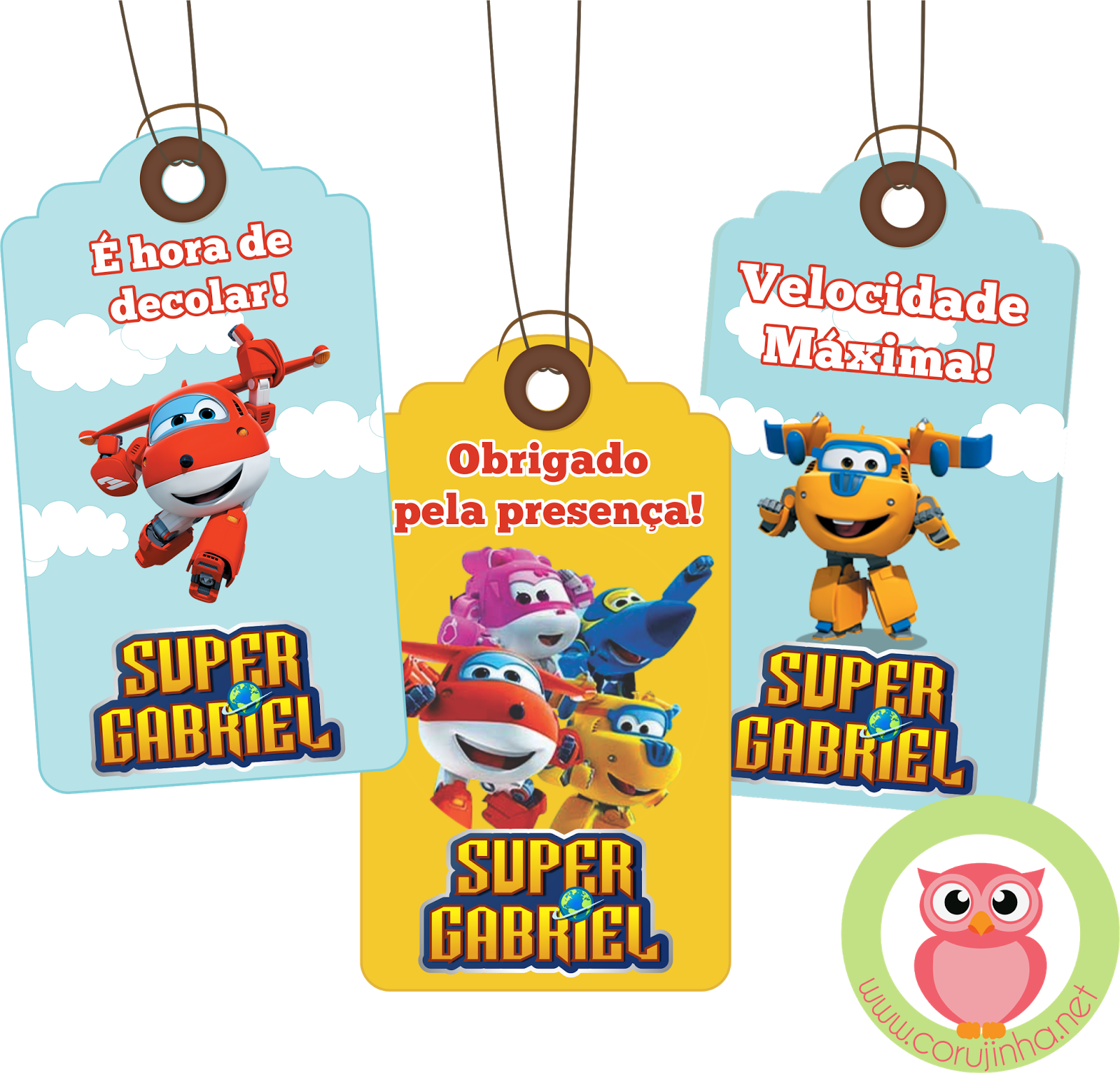 Super Wings Custom Party Tags PNG image