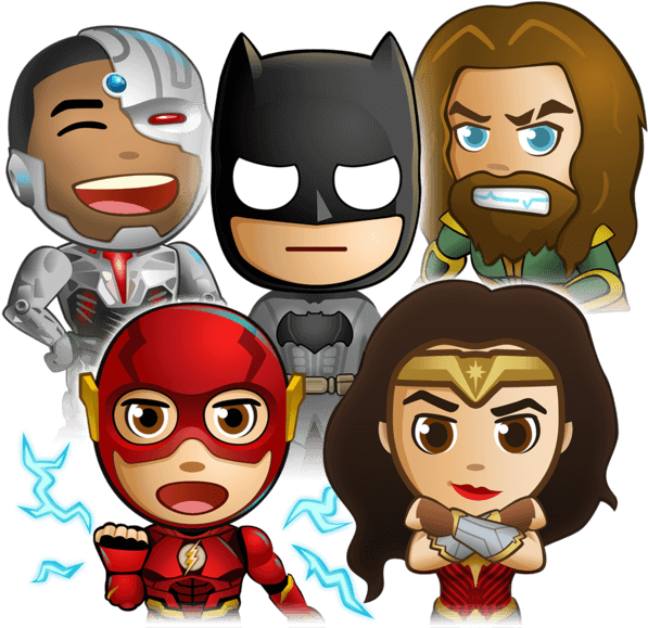 Superhero_ Cartoon_ Stickers_ Set PNG image