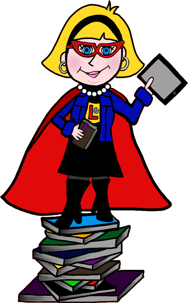 Superhero Librarian Cartoon PNG image