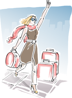 Superheroine In City Illustration PNG image