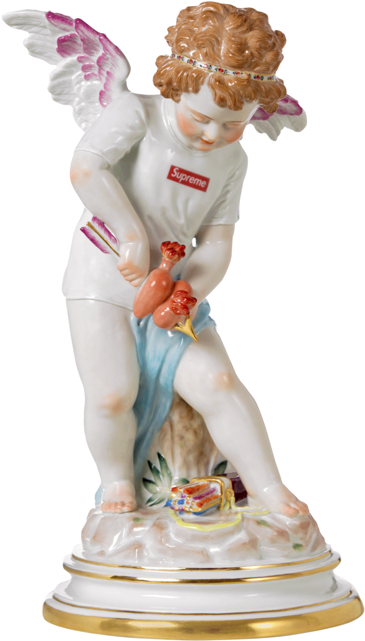 Supreme Branded Angel Figurine PNG image