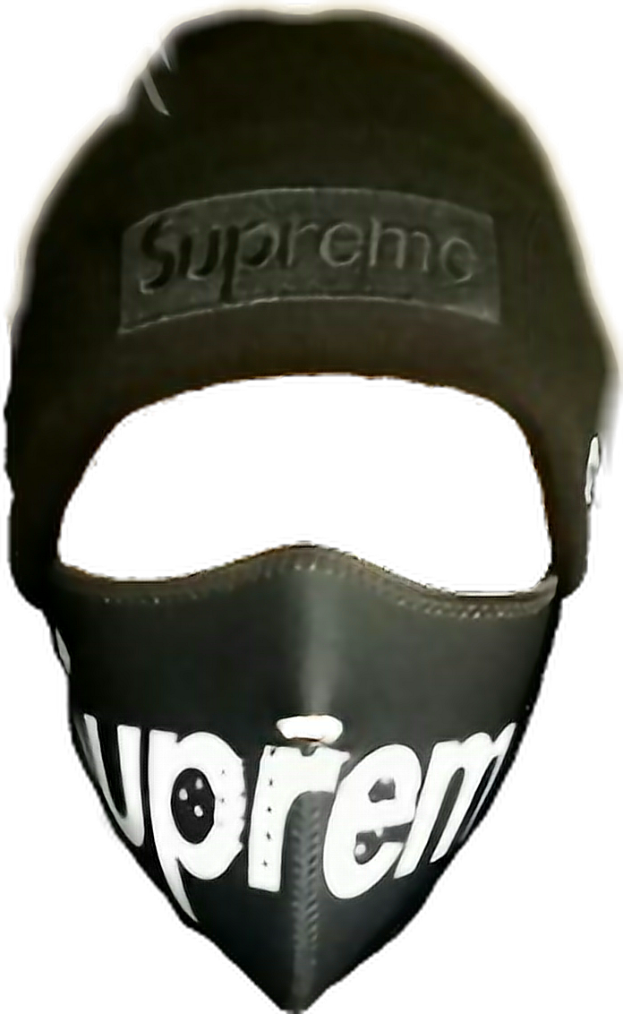 Supreme Branded Black Face Mask PNG image