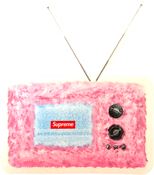 Supreme Branded Fuzzy Television PNG image