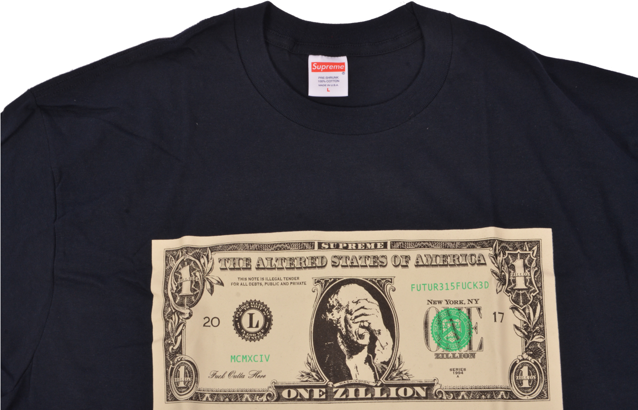 Supreme Branded One Zillion Dollar Tee PNG image