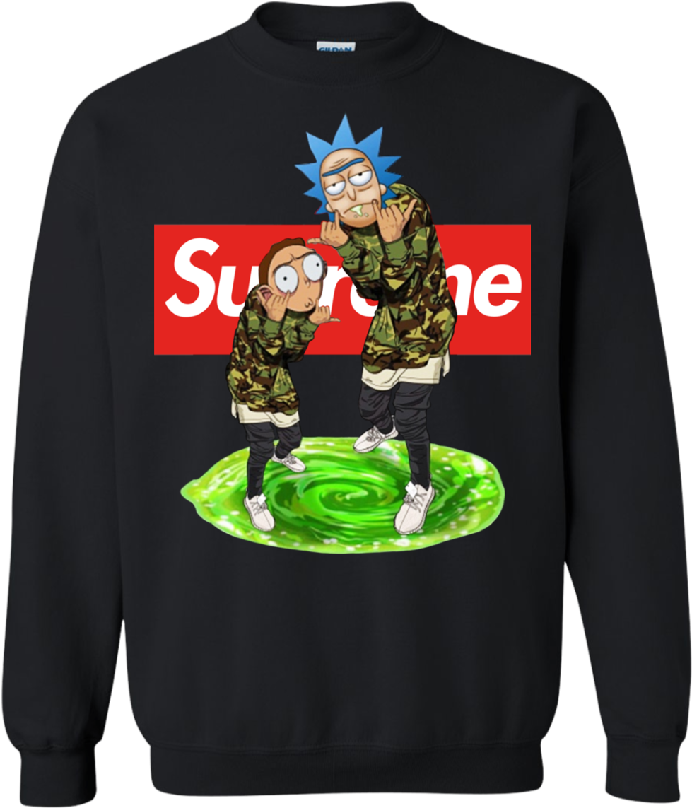 Supreme Rickand Morty Black Sweatshirt PNG image