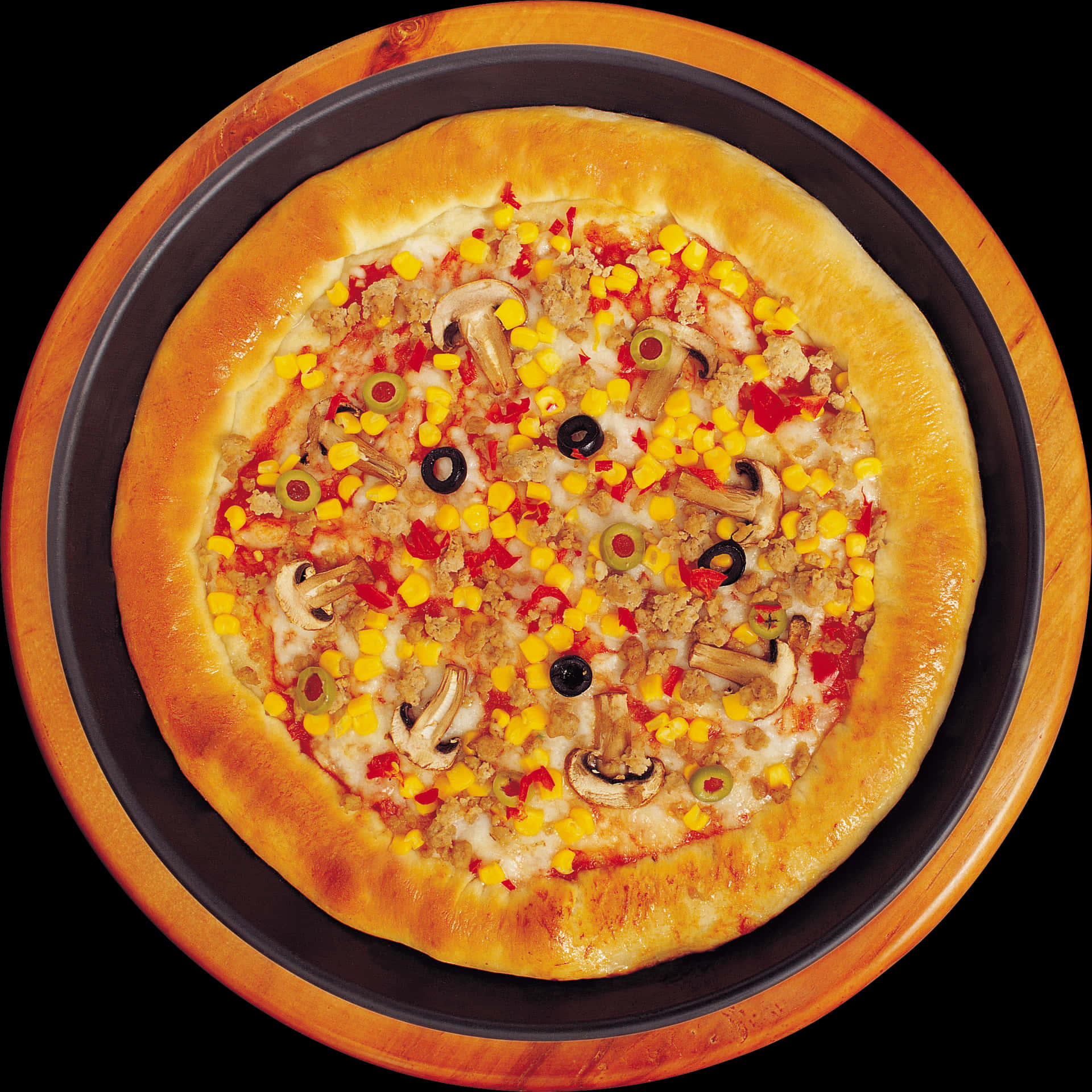 Supreme Vegetable Pizza Top View PNG image