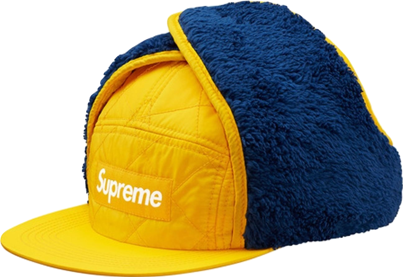 Supreme Yellow Blue Fleece Cap PNG image