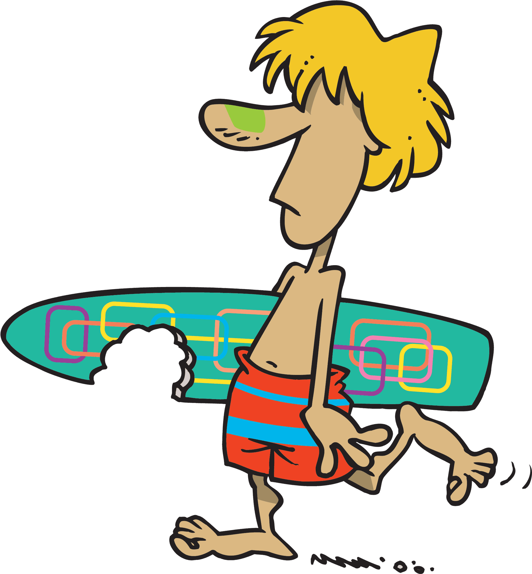 Surfer Dude Cartoon Illustration PNG image