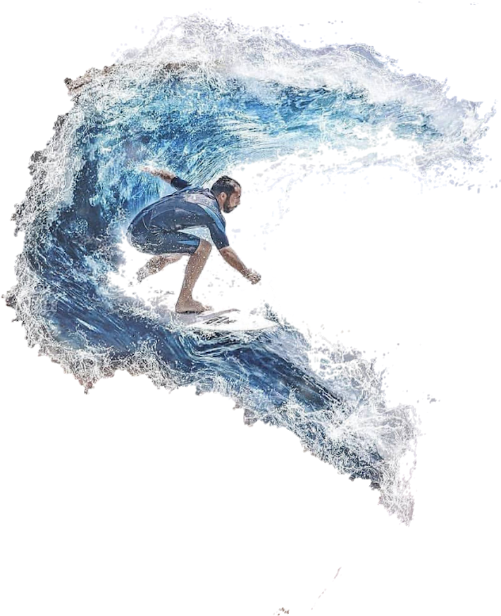Surfer Riding Wave Artistic Representation PNG image