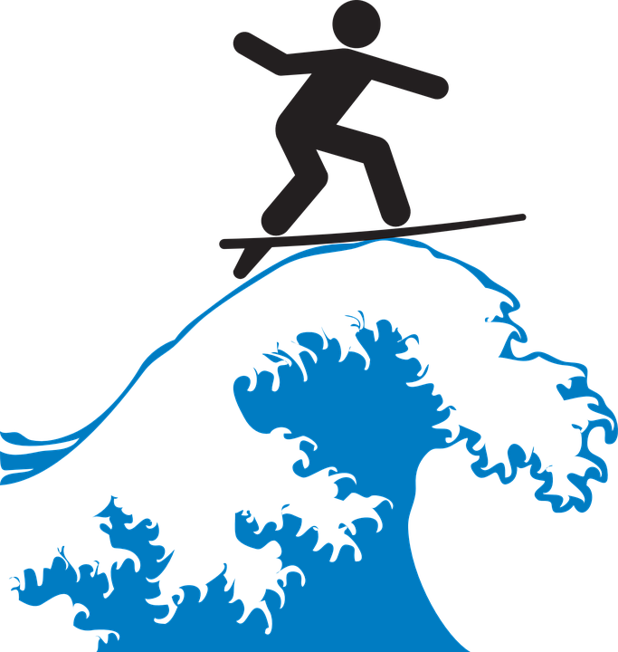 Surfer Silhouetteon Wave PNG image