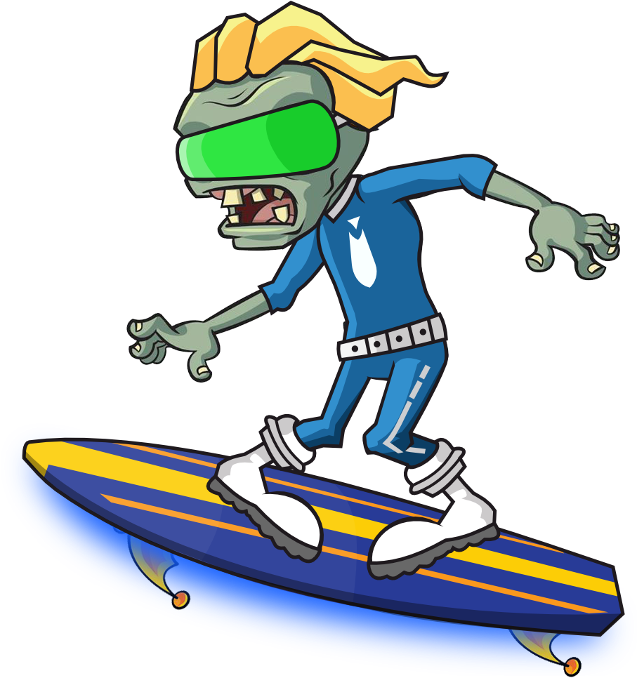 Surfing Zombie Cartoon PNG image