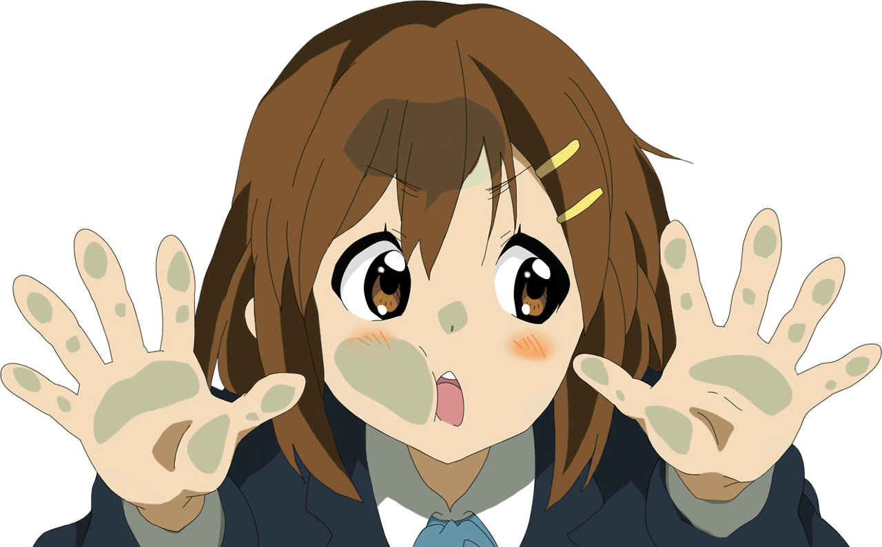 Surprised Anime Girl With Painton Hands PNG image
