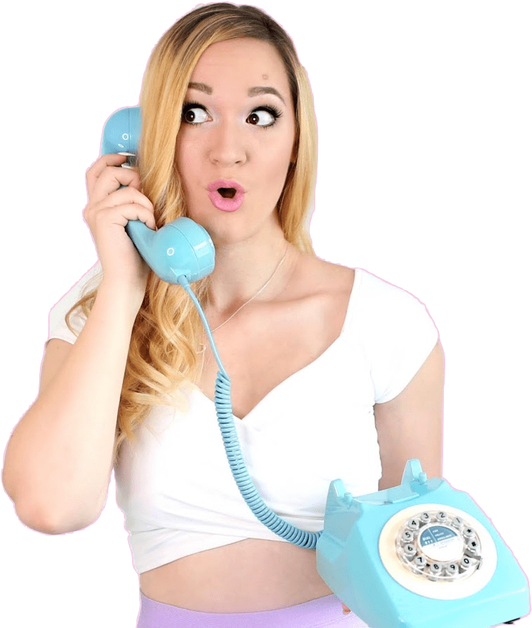 Surprised Blonde Woman Phone Call PNG image