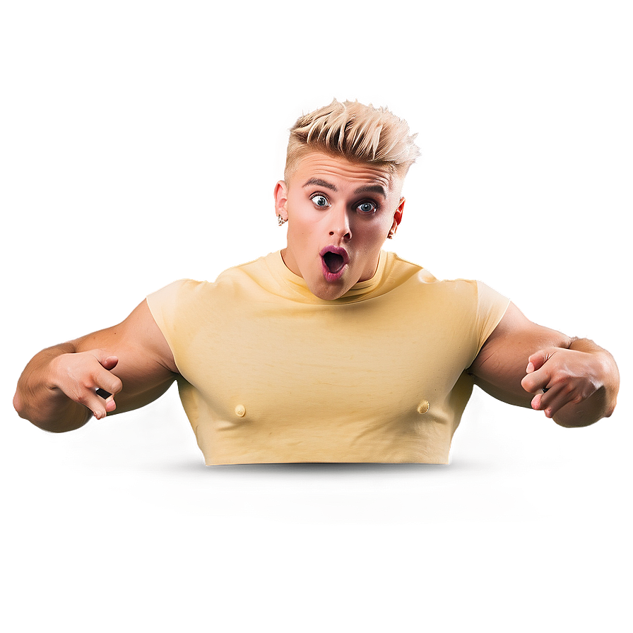 Surprised Man Yellow Shirt PNG image