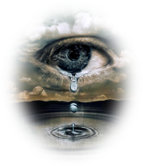 Surreal Eye Tears Reflecting Reality PNG image