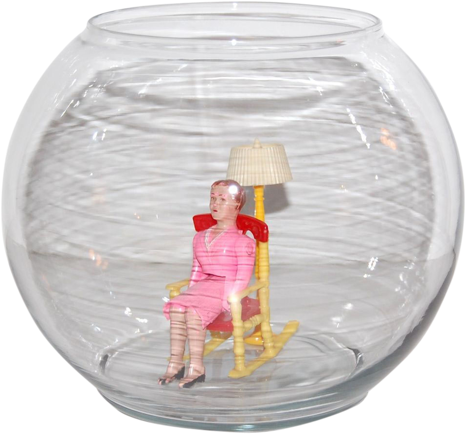 Surreal Fishbowlwith Figureand Lamp PNG image