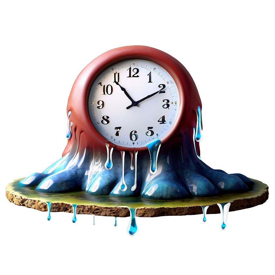 Surreal Melting Clock Landscape Png Exx94 PNG image