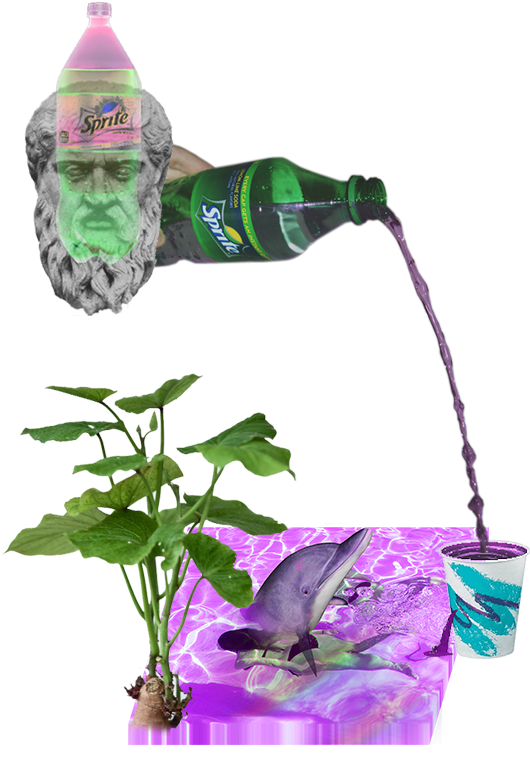 Surreal Sprite Pouring Scene PNG image