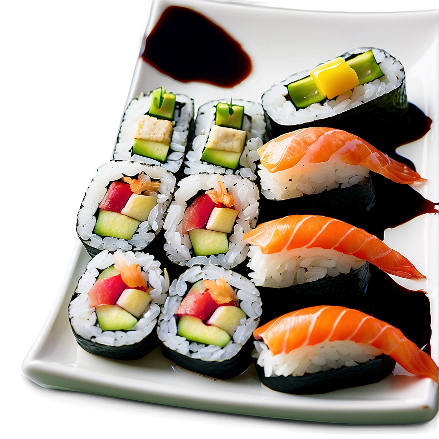 Sushi On Ceramic Plate Png Uxq PNG image