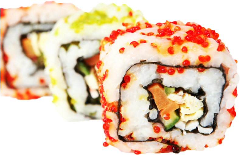 Sushi Rolls With Roe Top View PNG image