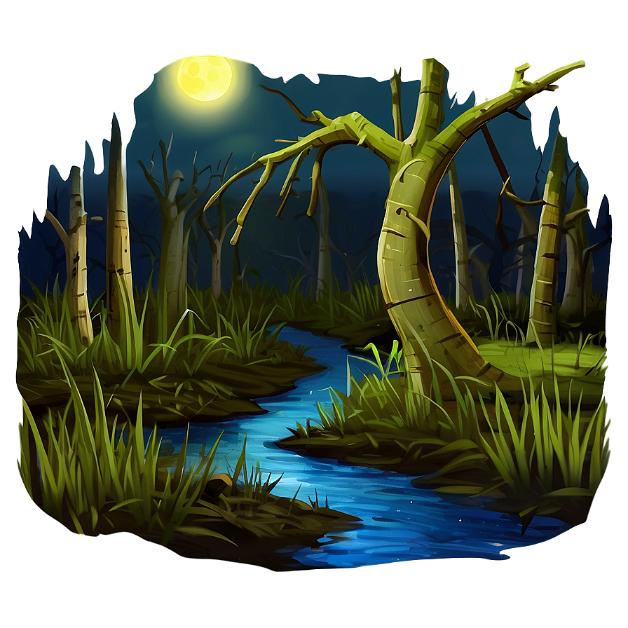 Swamp Under Moonlight Png 06122024 PNG image