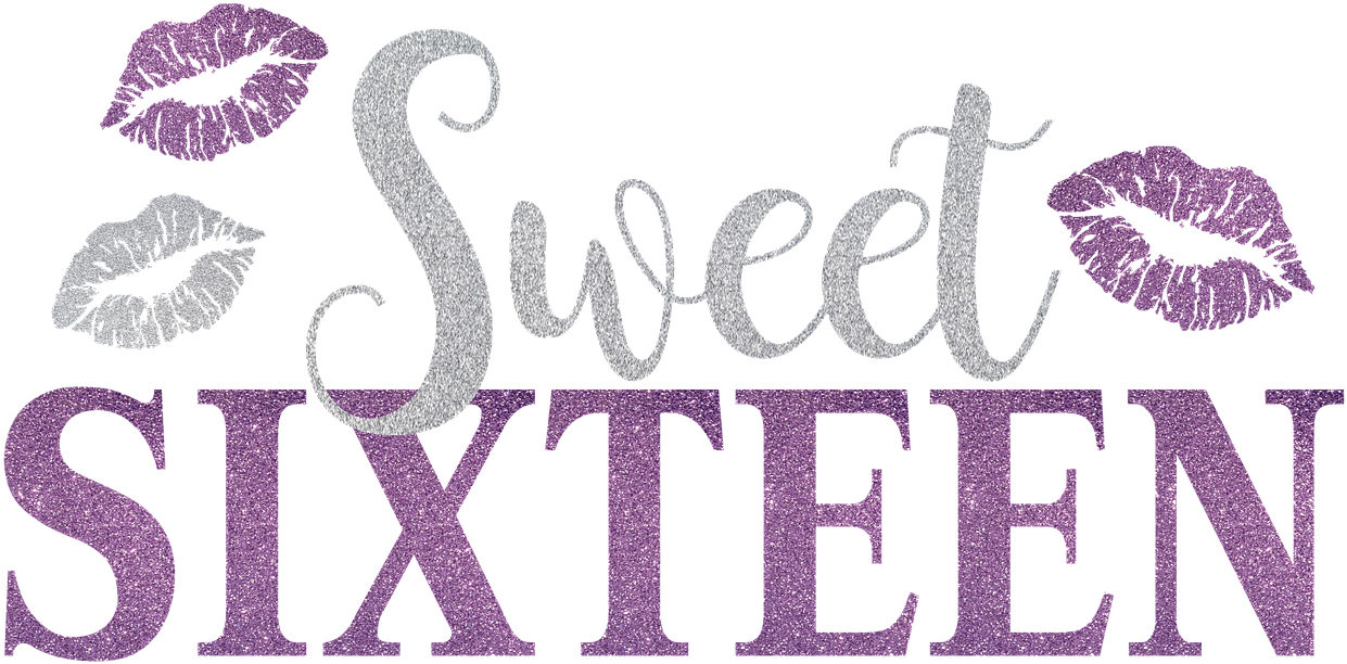 Sweet Sixteen Glitter Text PNG image