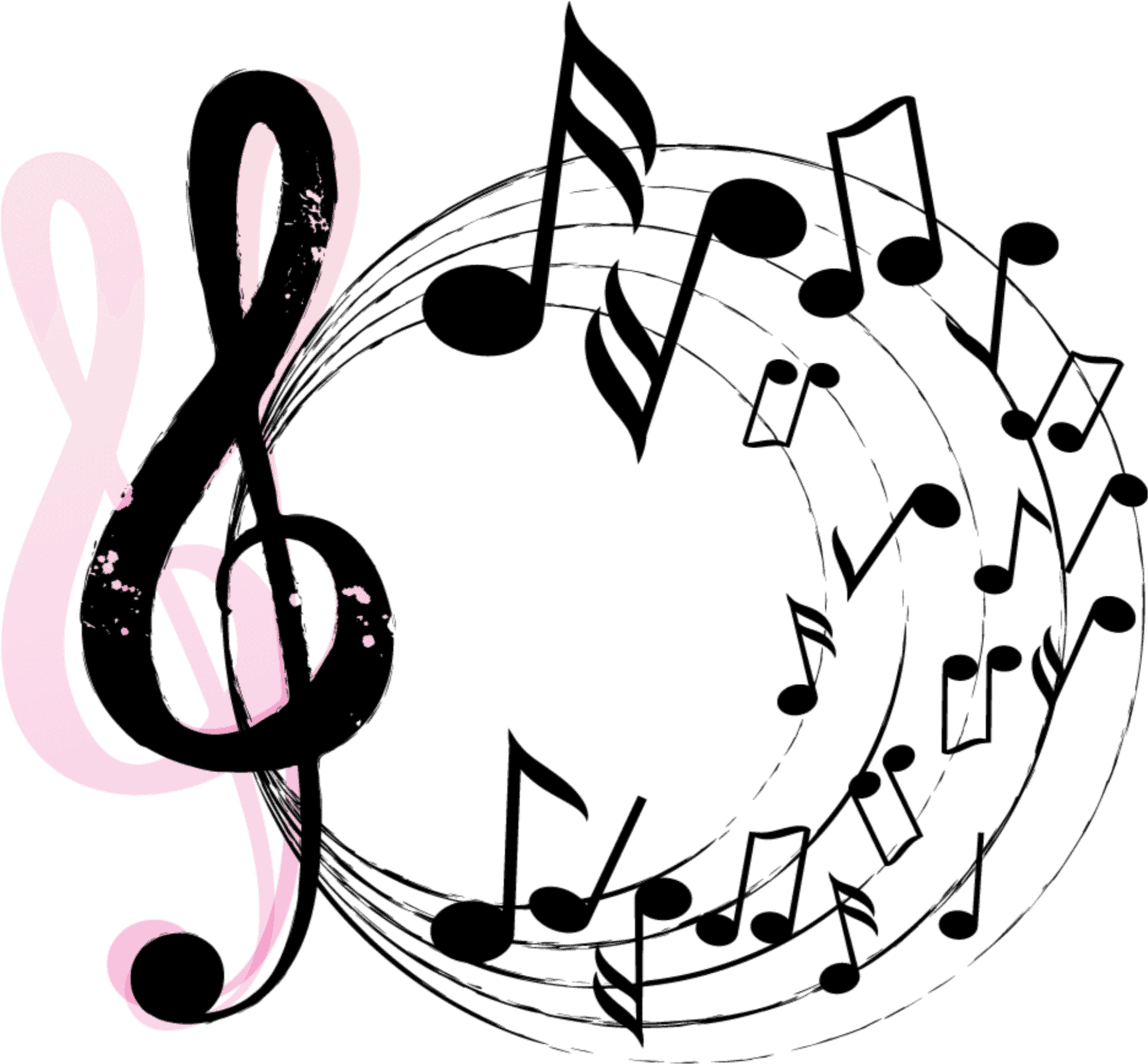 Swirling Music Notes Graphic PNG image