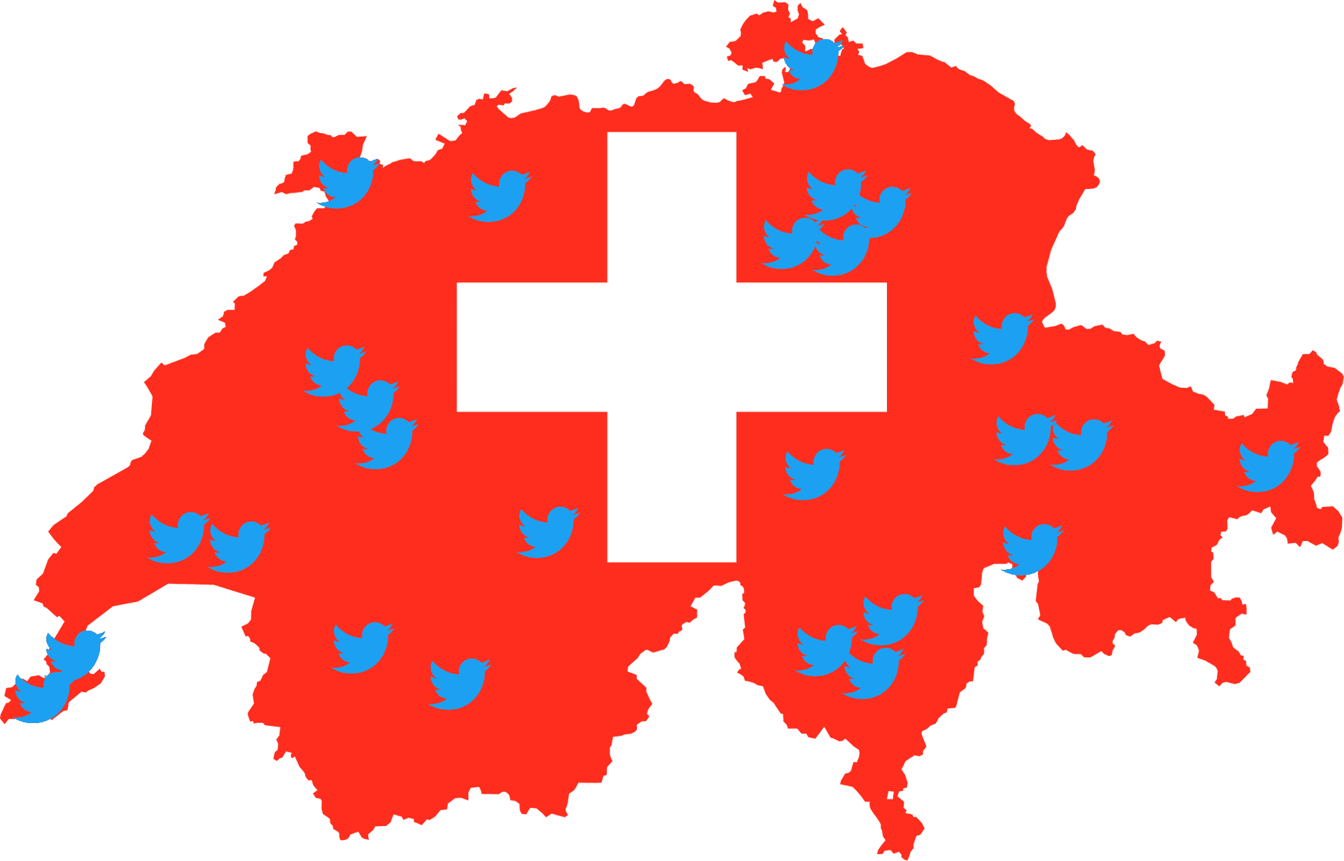 Switzerland Map Twitter Birds PNG image