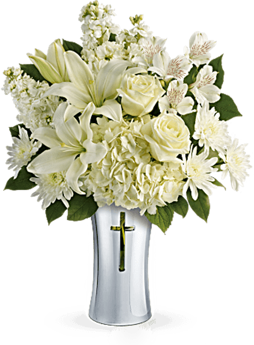 Sympathy Floral Arrangementin Ceramic Vase PNG image