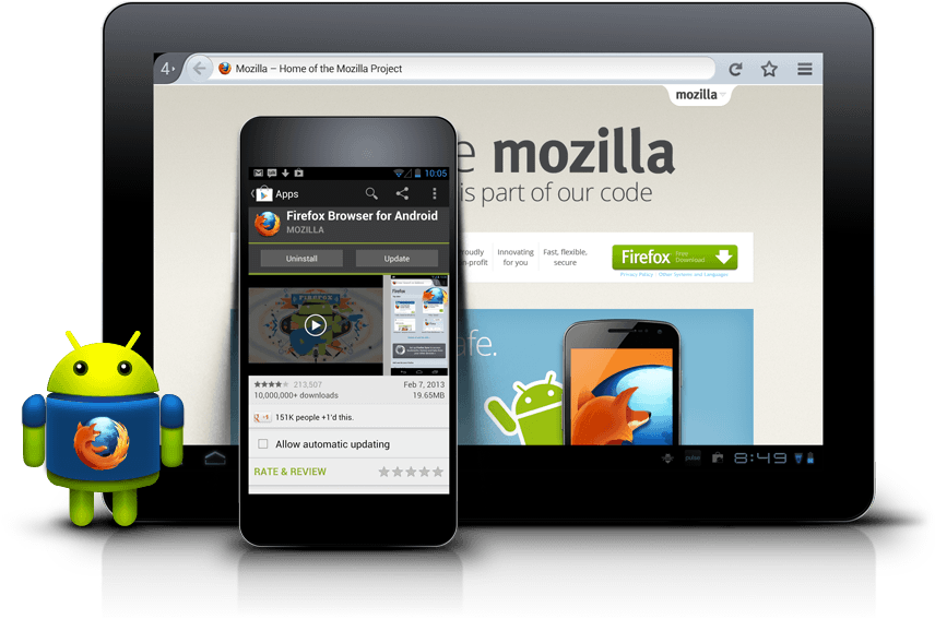Tablet Displaying Firefox Browser Android App PNG image