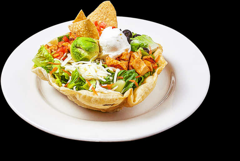 Taco Salad Plate White Background PNG image
