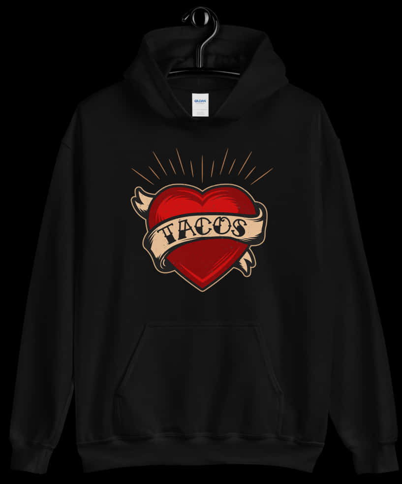 Tacos Heart Tattoo Design Hoodie PNG image