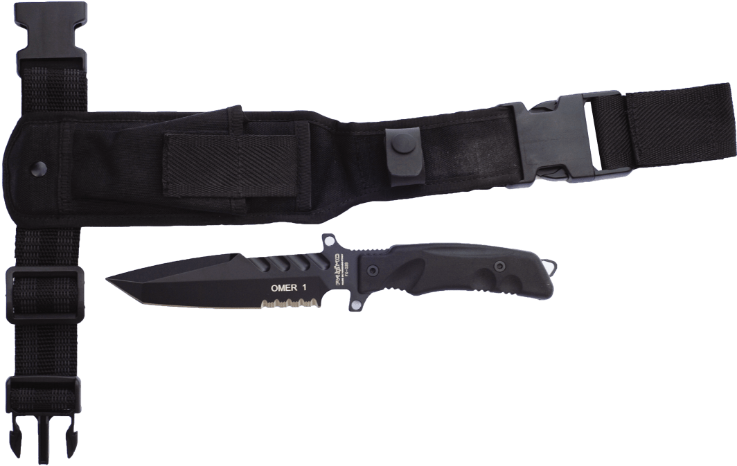Tactical Knife With Sheathand Straps PNG image