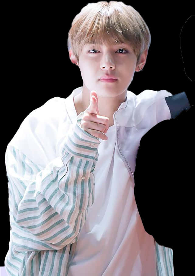 Taehyung Pointing Gesture PNG image