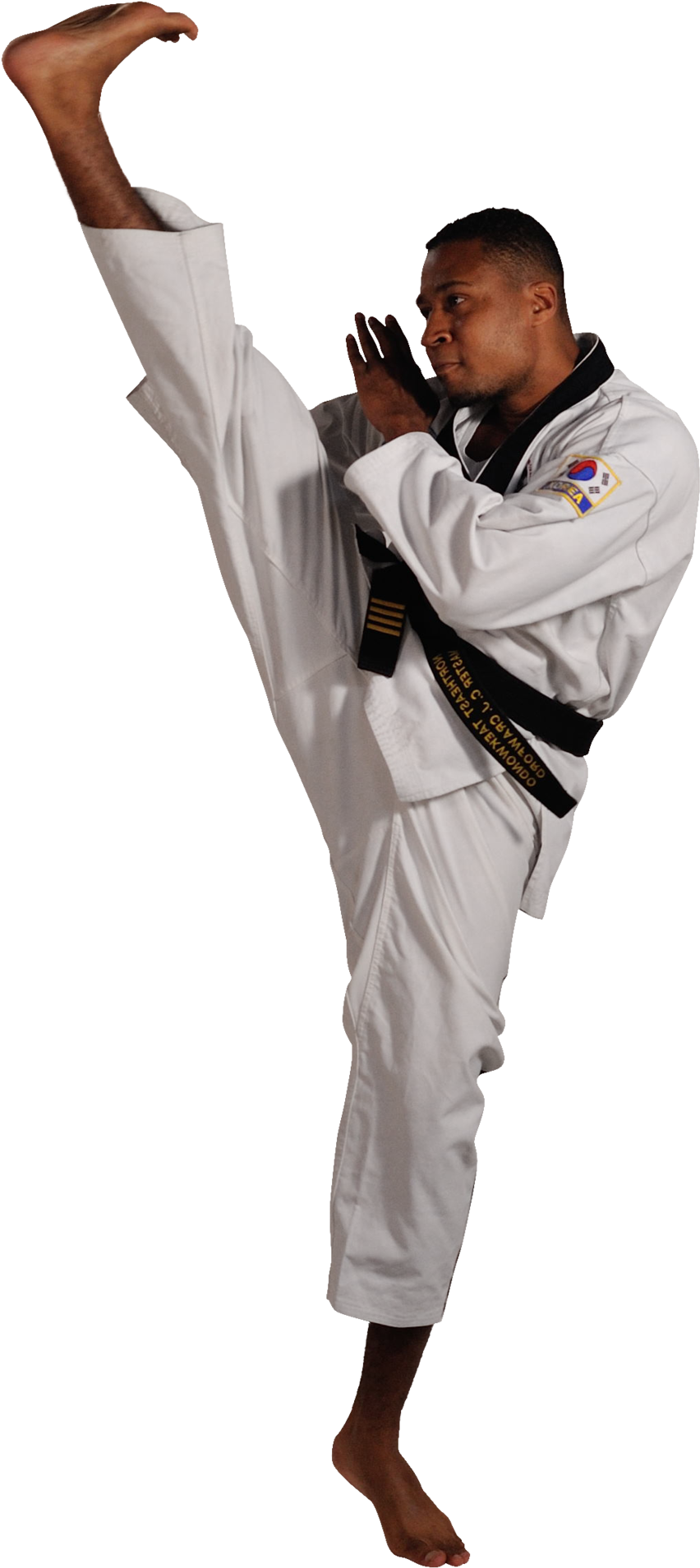 Taekwondo Black Belt High Kick PNG image