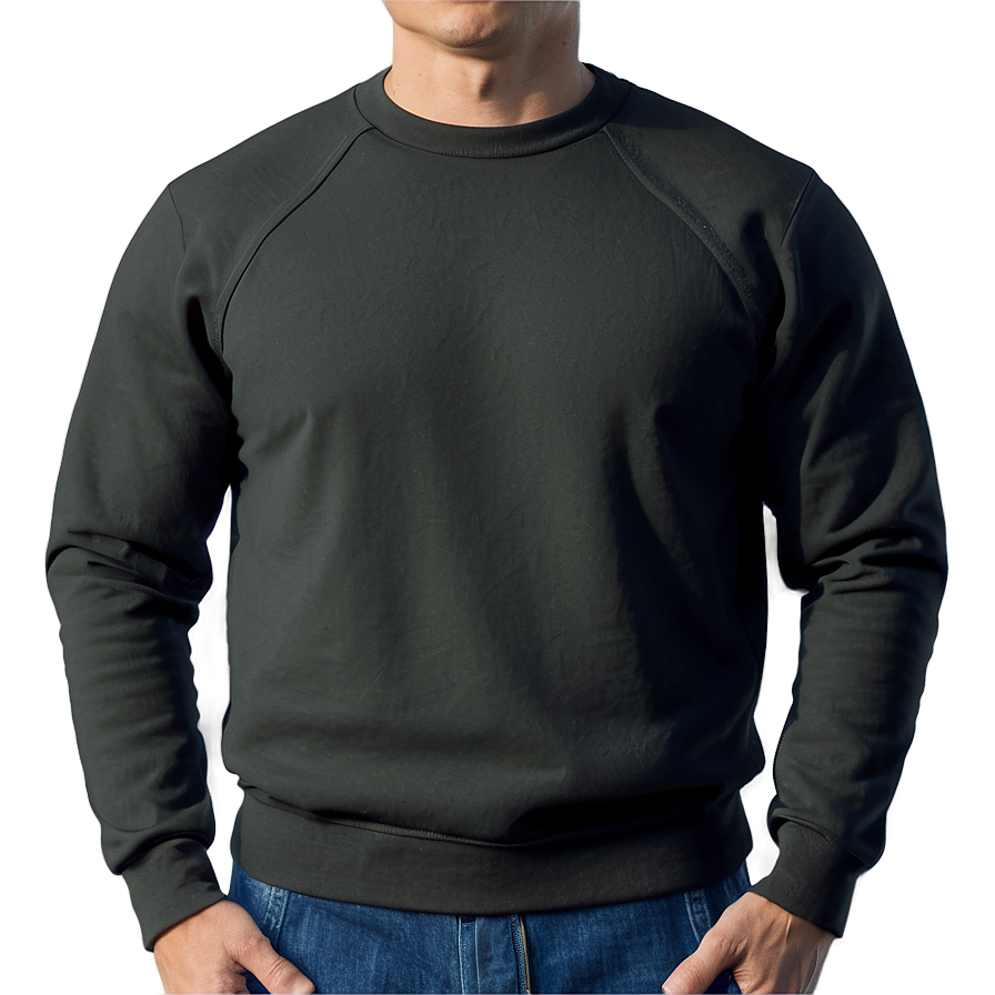 Tailored Fit Black Sweatshirt For Men Png 06272024 PNG image