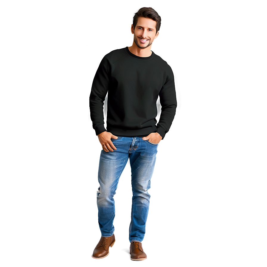 Tailored Fit Black Sweatshirt For Men Png 70 PNG image