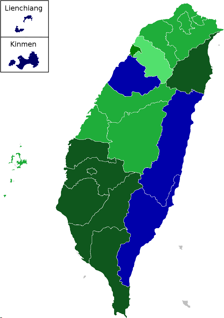 Taiwan Political Map Color Coded PNG image