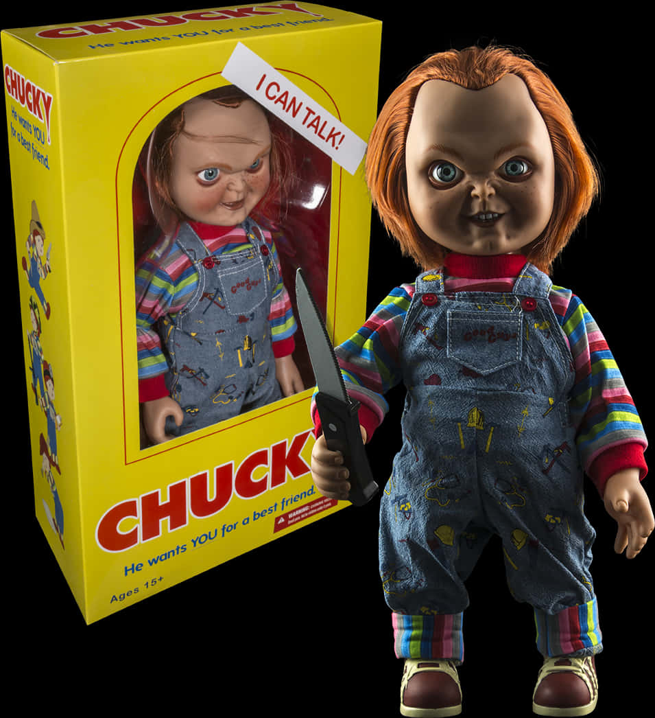 Talking Chucky Dollwith Knife PNG image