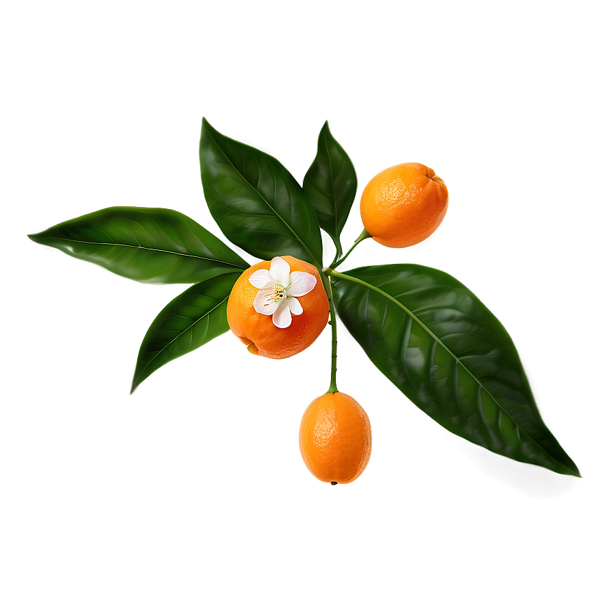 Tangerine With Flowers Png Avw PNG image