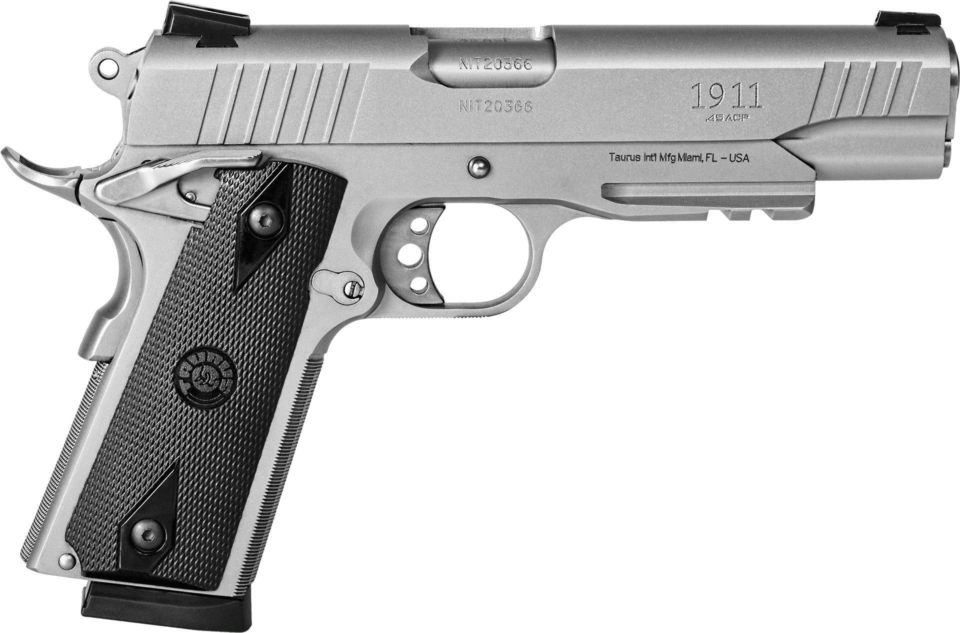 Taurus1911 Silver Pistol PNG image