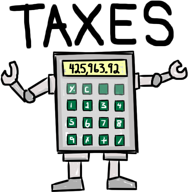 Tax Calculator Robot Cartoon PNG image