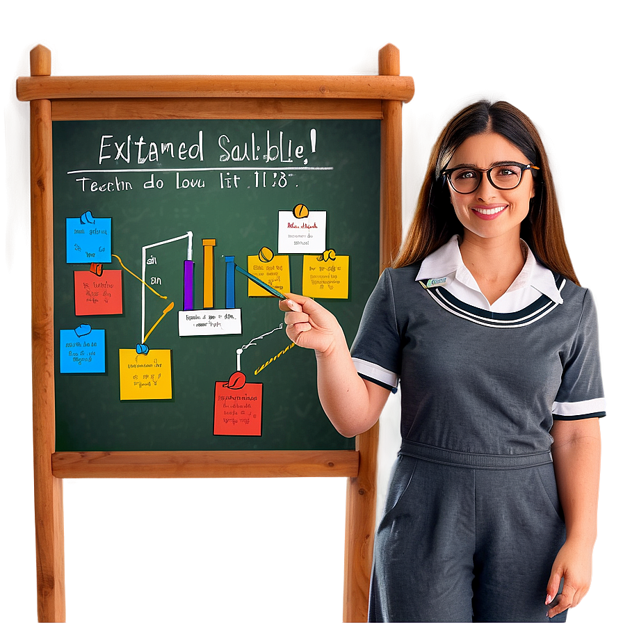 Teacher With Educational Poster Png Yye PNG image