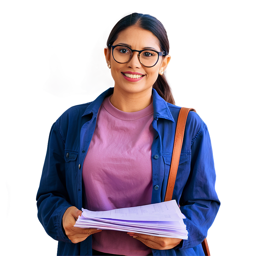 Teacher With Exam Papers Png 06242024 PNG image